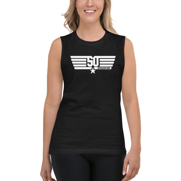 Coffee & Covid Army Unisex Muscle Shirt